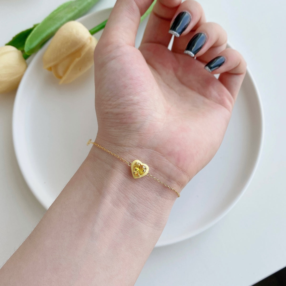 [baslovejewels]Sparkling Romantic Heart Shape Lover Bracelet