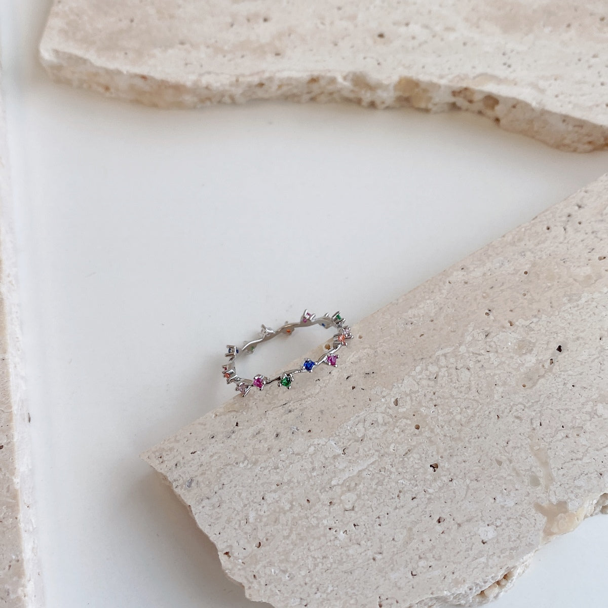 [baslovejewels]Radiant Colorful Round Cut Daily Ring