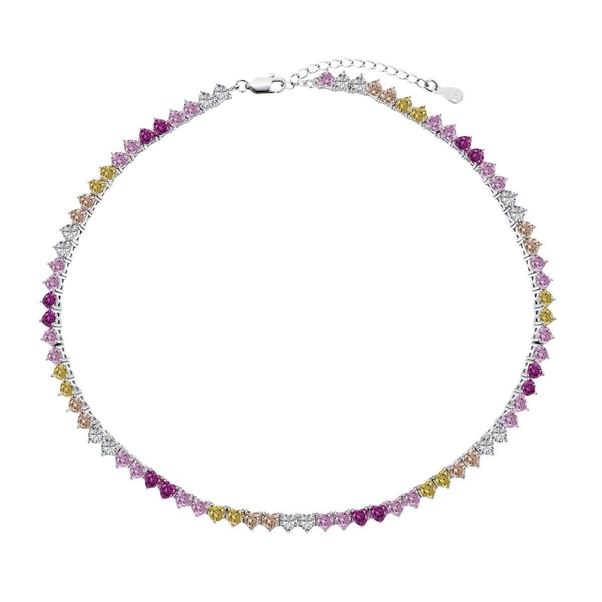 [baslovejewels]Sparkling Colorful Full Heart Tennis Necklace