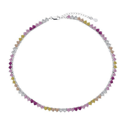 [baslovejewels]Sparkling Colorful Full Heart Tennis Necklace