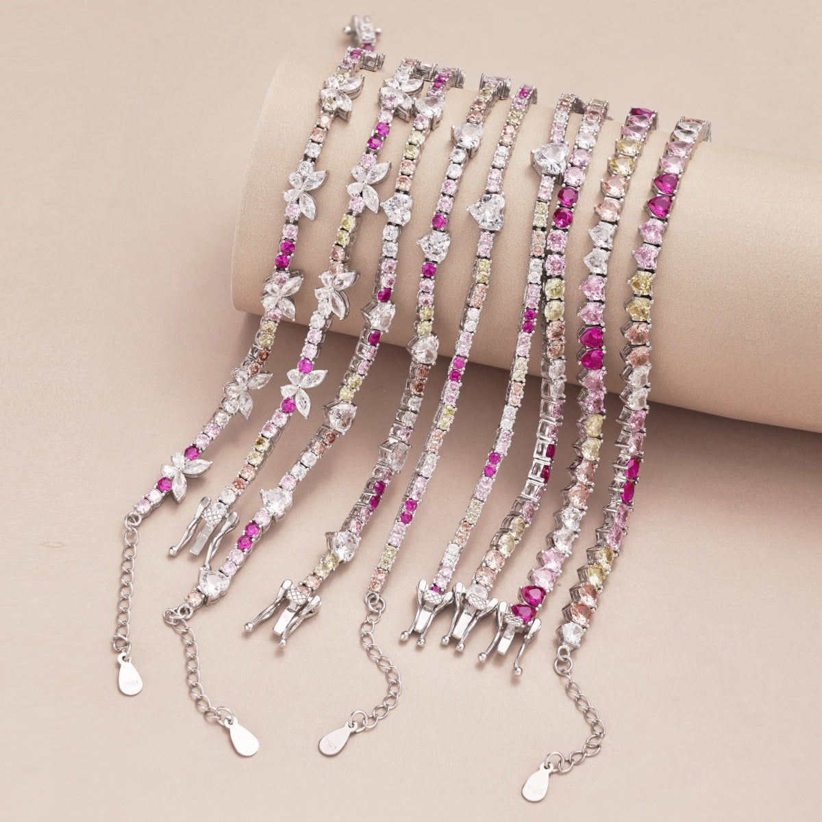 [baslovejewels]Delicate Colorful Rainbow Tennis Chain