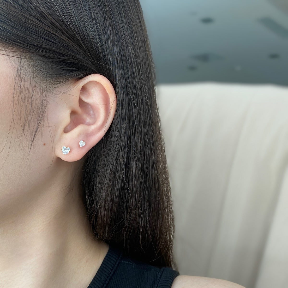 [baslovejewels]Sparkling Heart Shaped Simple Earrings