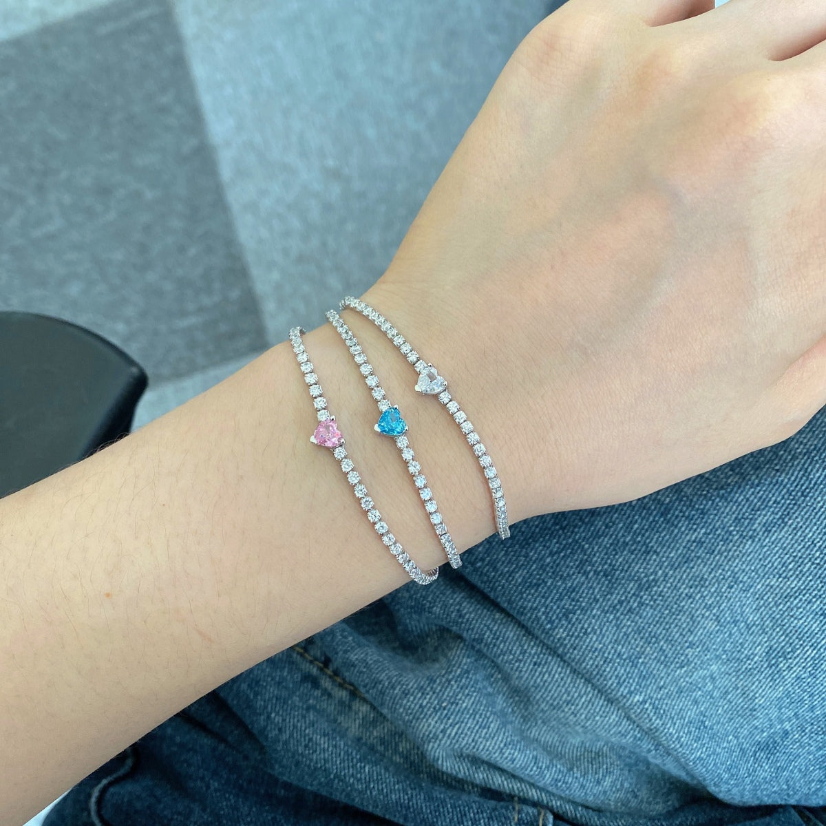 [baslovejewels]0.5 Carat Elegant Romantic Heart Shape Lover Bracelet