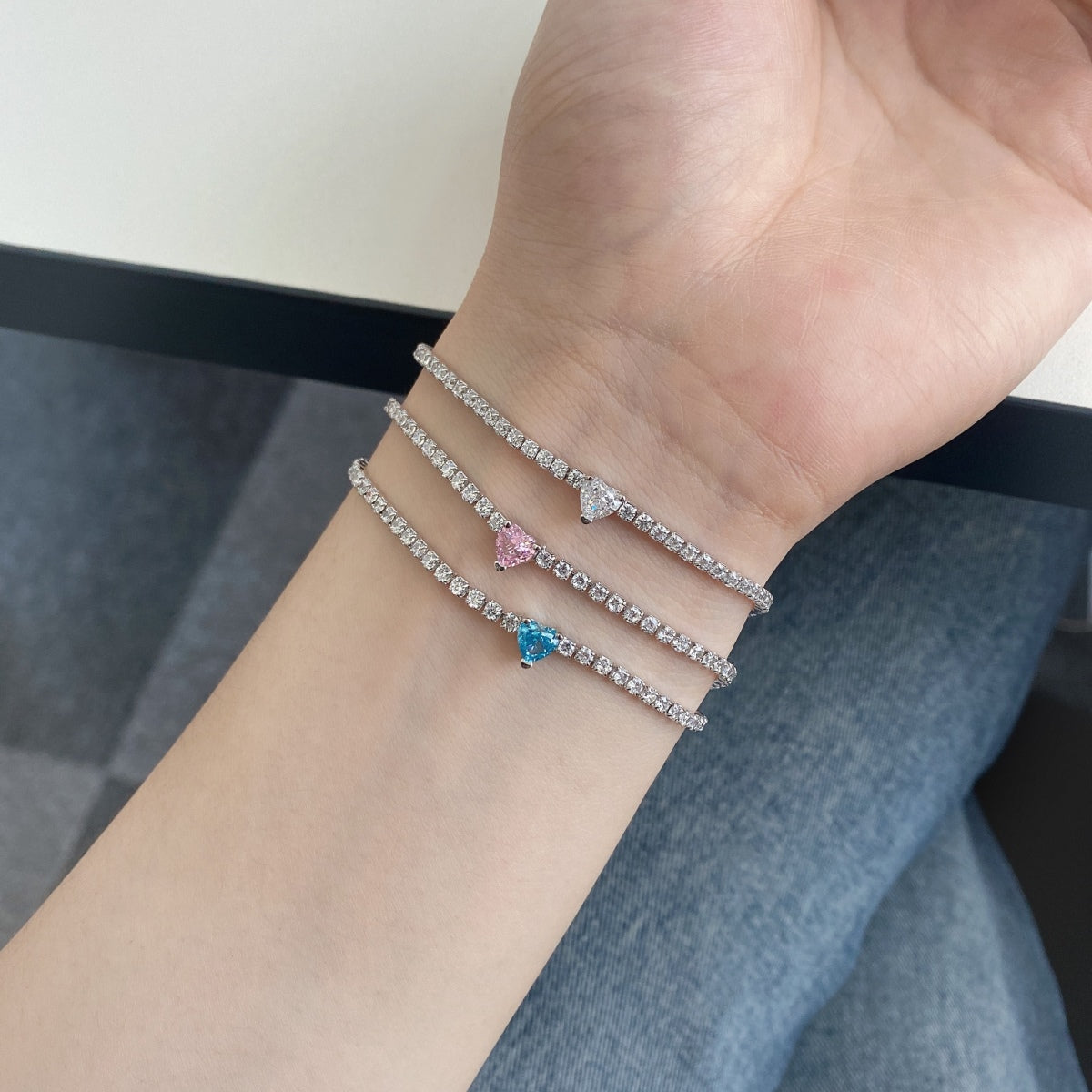 [baslovejewels]0.5 Carat Elegant Romantic Heart Shape Lover Bracelet