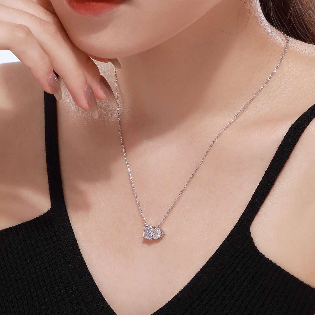 [baslovejewels]Dazzling Square & Heart Shape Necklace