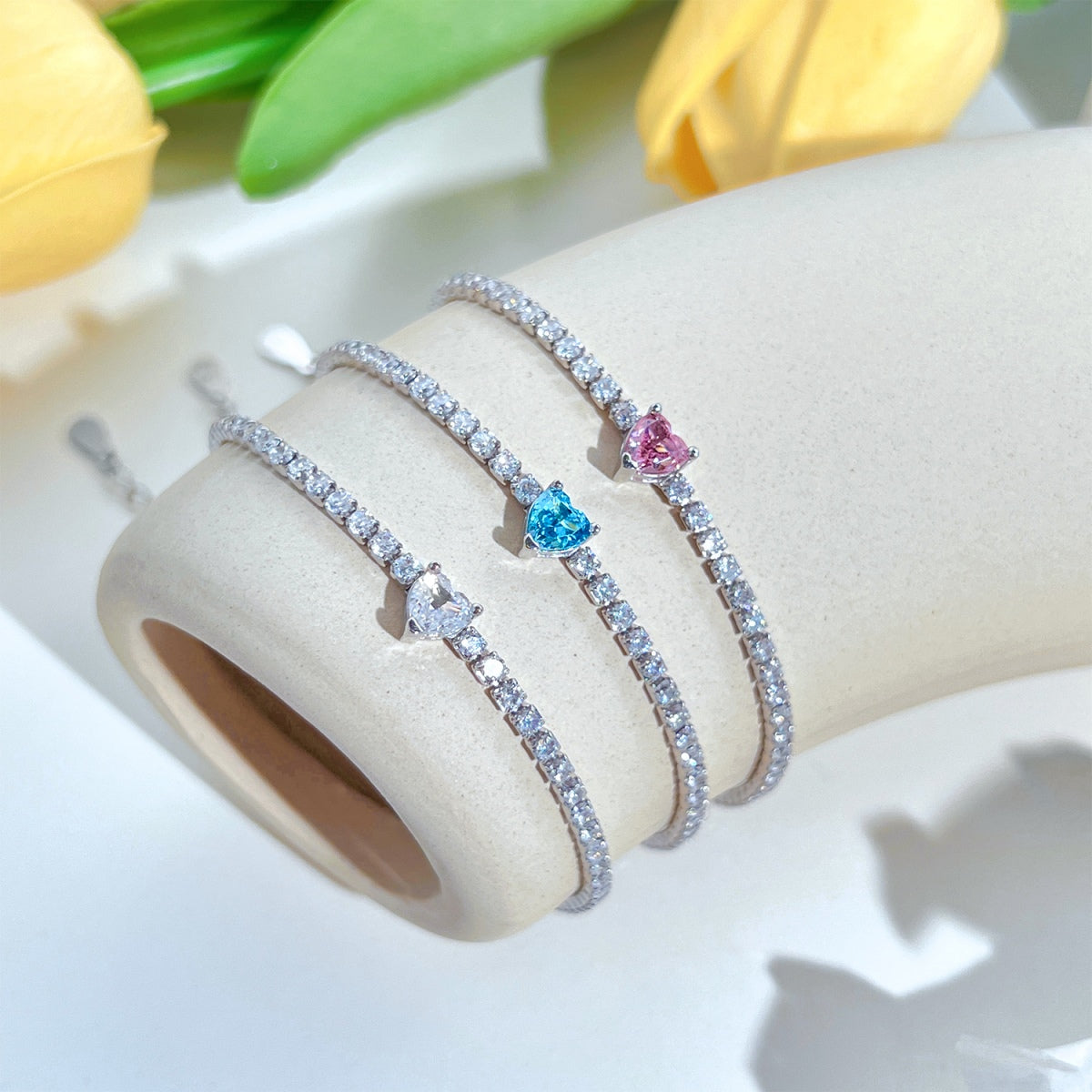 [baslovejewels]0.5 Carat Elegant Romantic Heart Shape Lover Bracelet