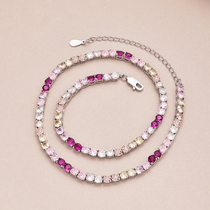 [baslovejewels]Delicate Colorful Tennis Necklace