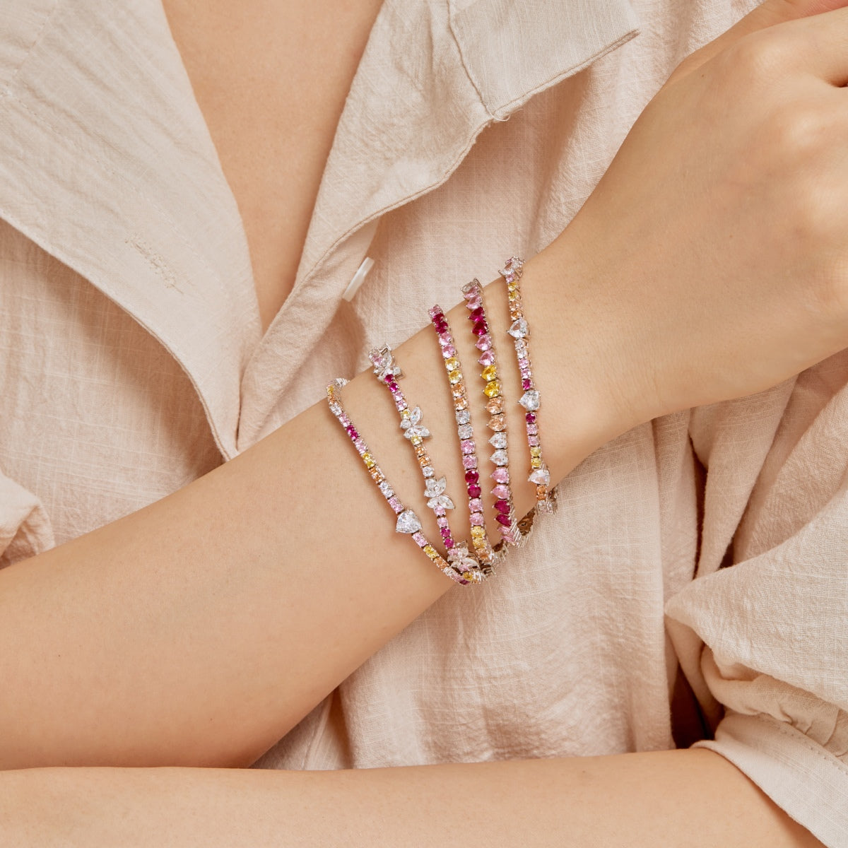 [baslovejewels]Luxurious Colorful Romantic Heart Shape Lover Bracelet