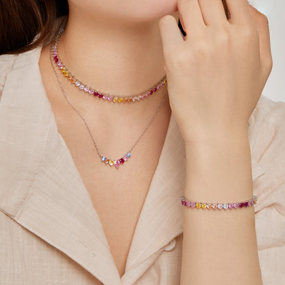 [baslovejewels]Luxurious Colorful Romantic Heart Shape Lover Bracelet