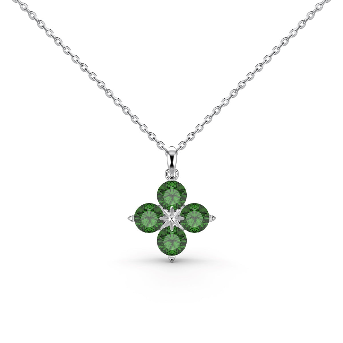 [baslovejewels]Four-Leaf Clover And Eight-Pointed Star Necklace