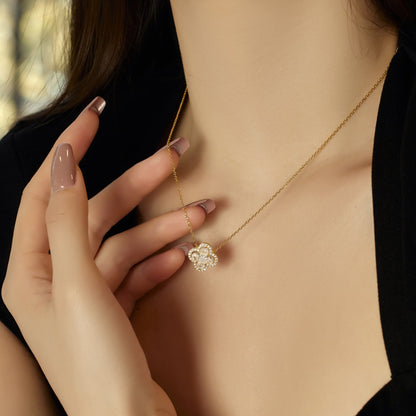 [baslovejewels]Spliced Lucky Four-Leaf Clover Versatile Necklace