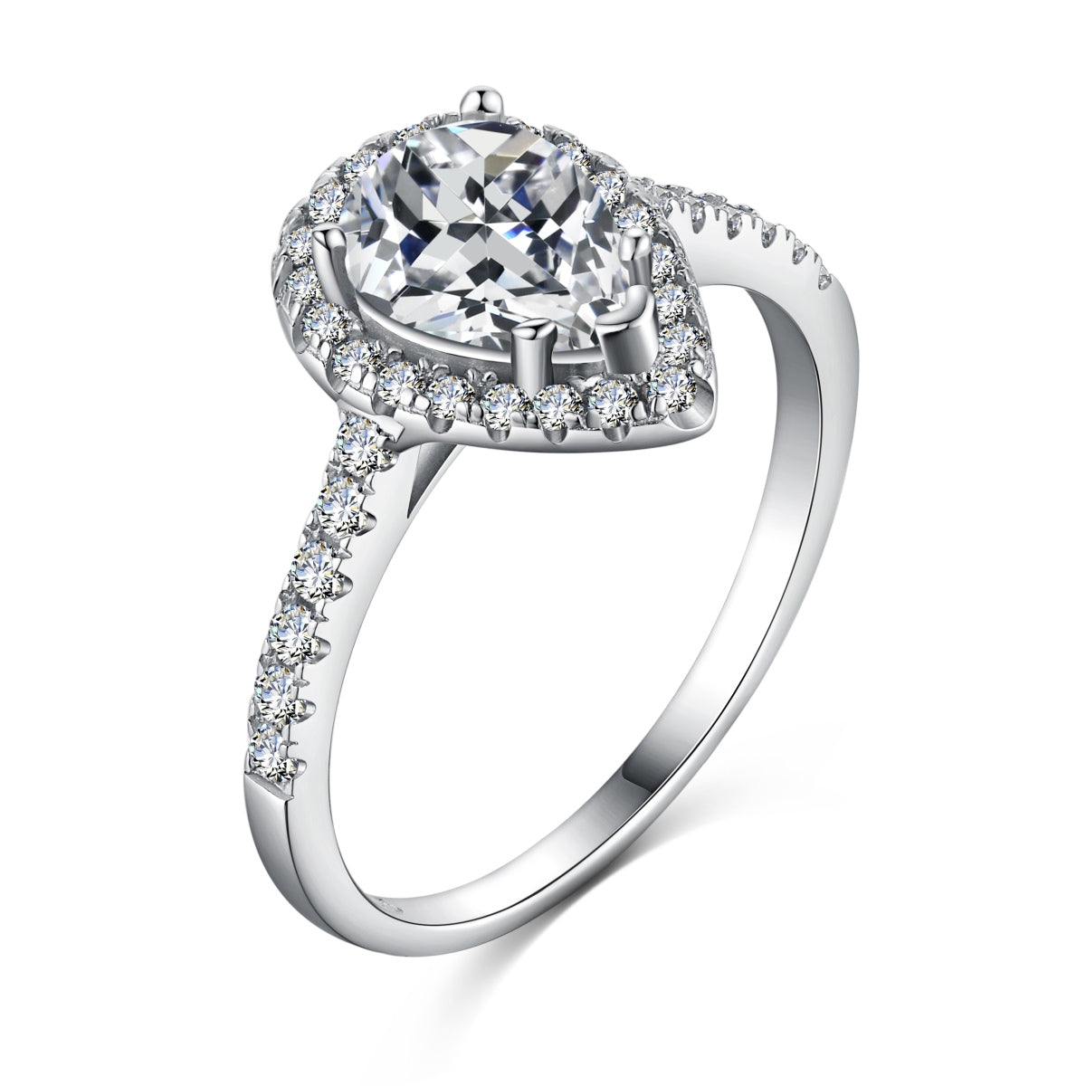 [baslovejewels]1.0 Carat Luxurious Resplendent Water Drop Shape Wedding Ring