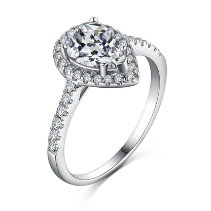 [baslovejewels]1.0 Carat Luxurious Resplendent Water Drop Shape Wedding Ring