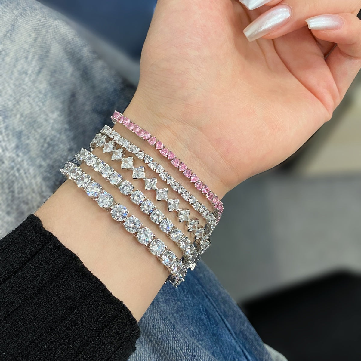 [baslovejewels]0.5 Carat Ornate Princess Cut Daily Bracelet