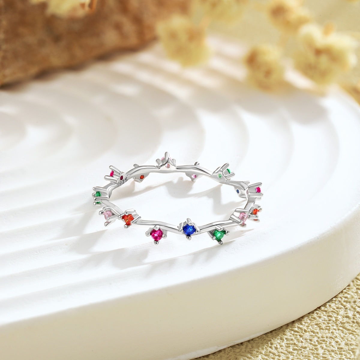 [baslovejewels]Radiant Colorful Round Cut Daily Ring