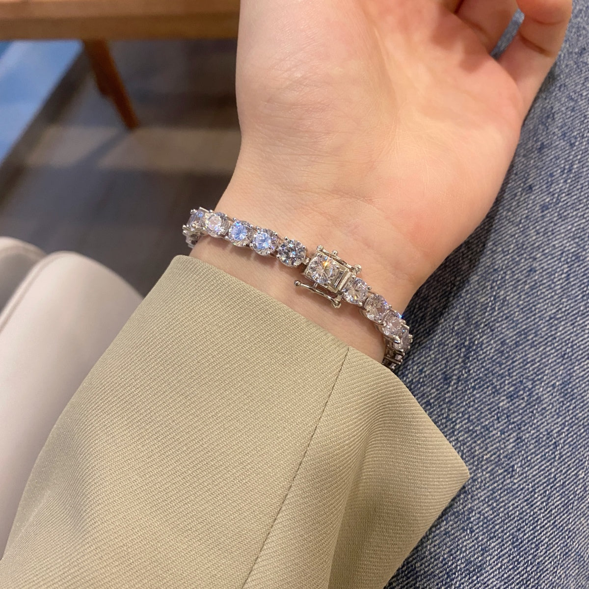 [baslovejewels]0.75 Carat Dazzling Round Cut Wedding Bracelet