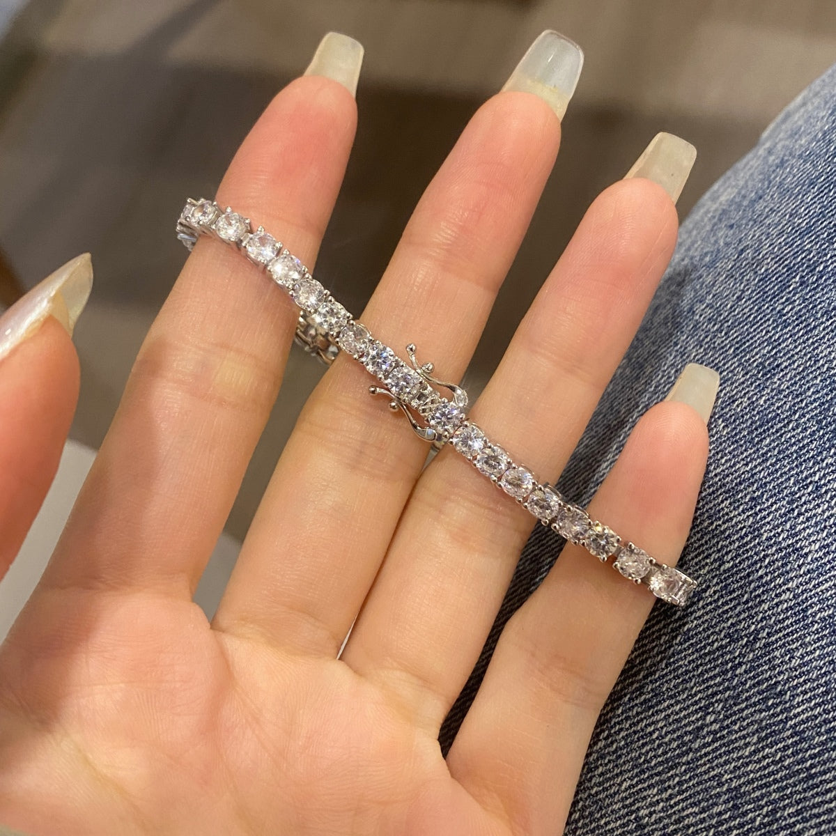 [baslovejewels]Luxurious Ornate Round Cut Tennis Bracelet