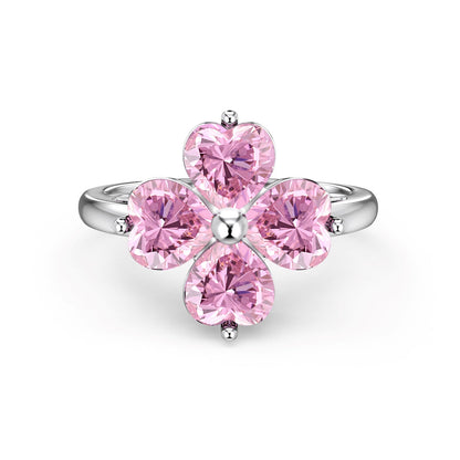[baslovejewels]Heart-shaped Four-Leaf Clover Ball Ring