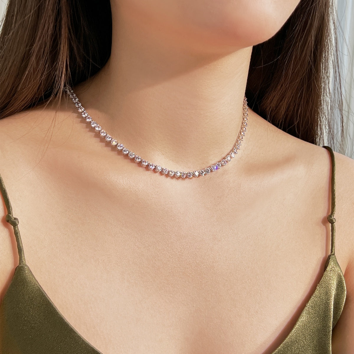 [baslovejewels]Ornate Heart Cut Tennis Necklace