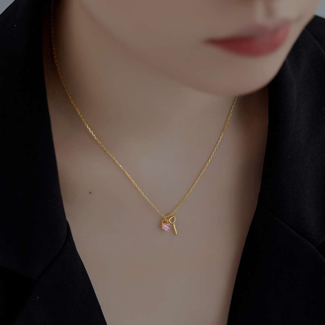 [baslovejewels]Unique Heart Shape Key Pendent Necklace