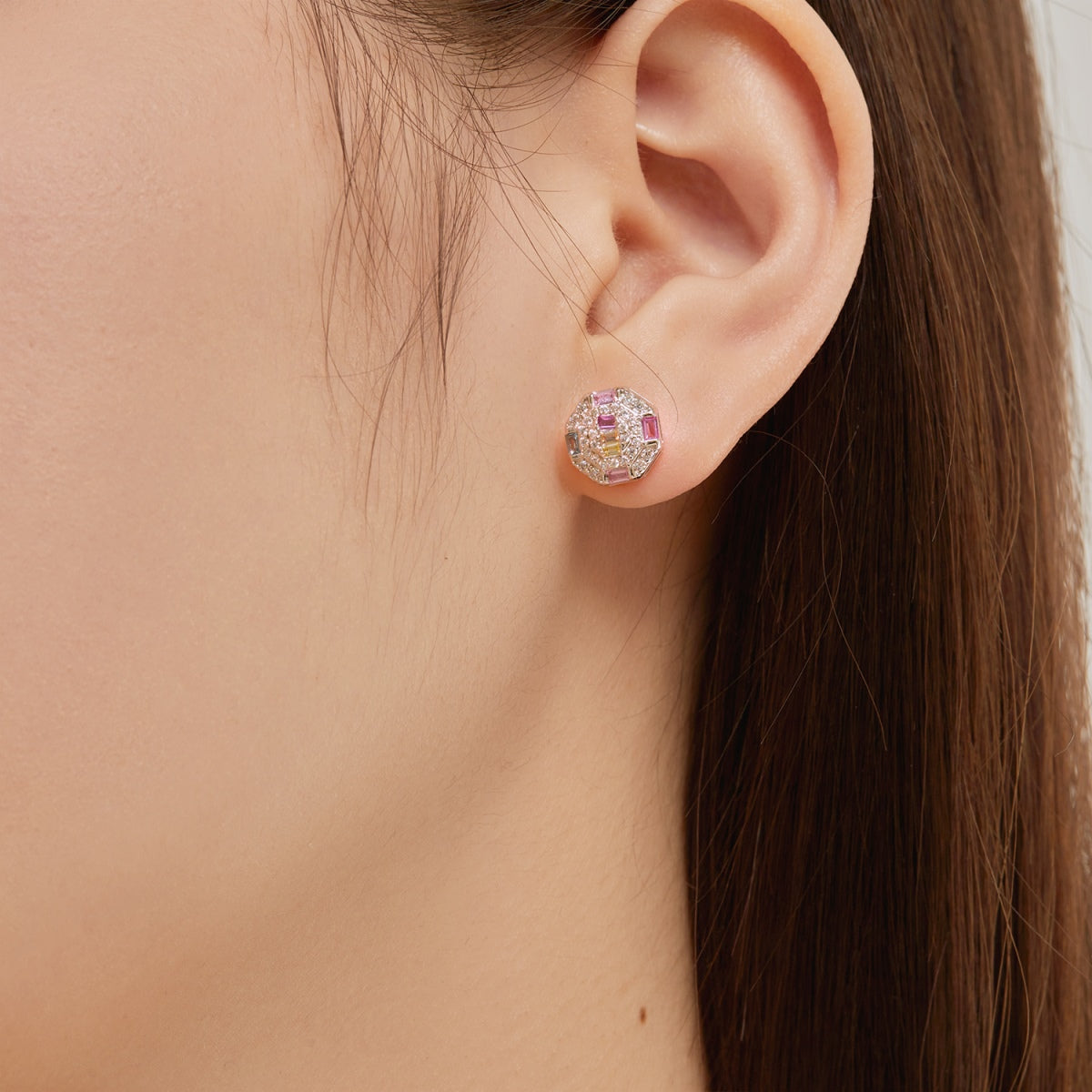 [baslovejewels]Ornate Colorful Octagon Shape Daily Earrings