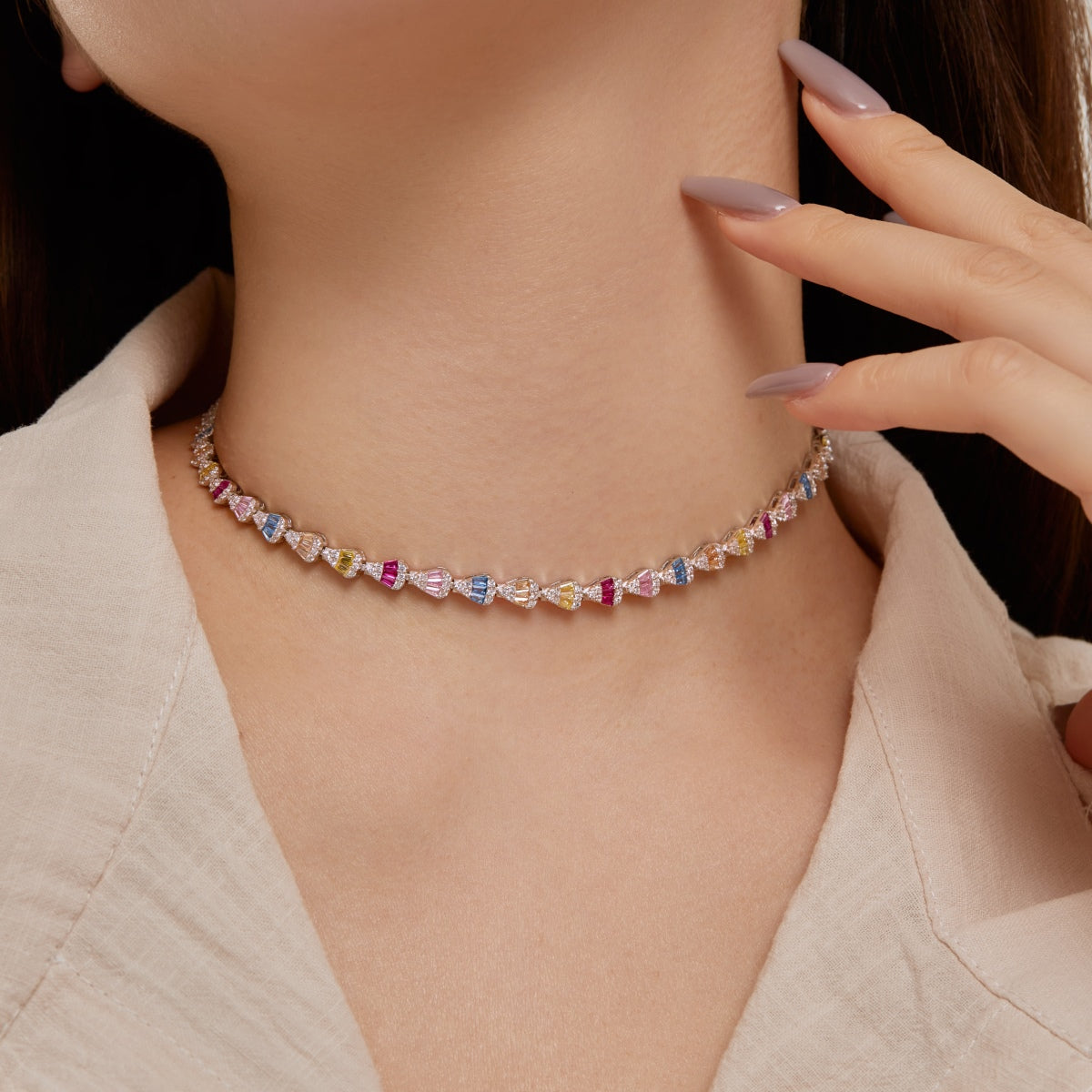 [baslovejewels]Radiant Colorful Rainbow Necklace