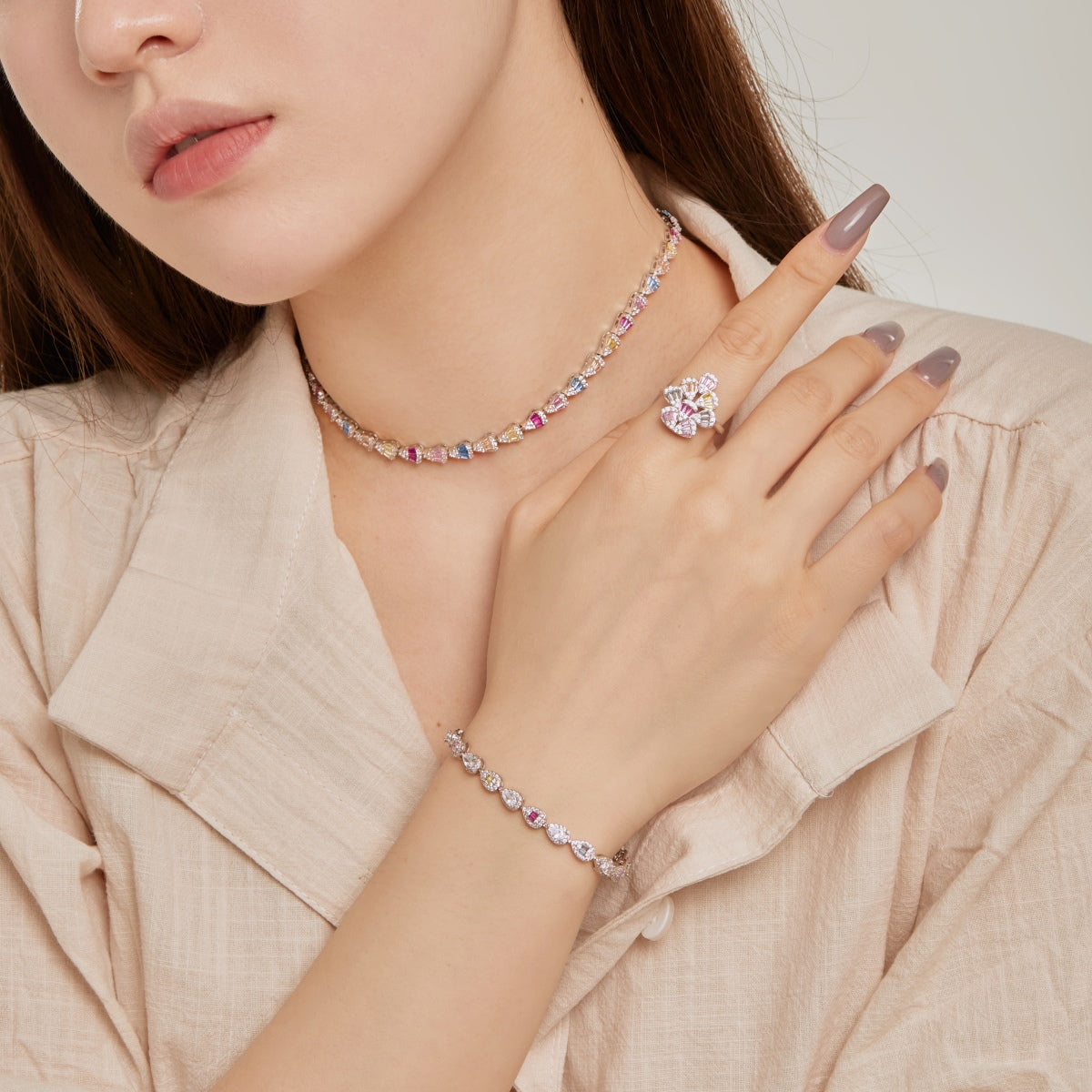 [baslovejewels]Radiant Colorful Rainbow Necklace