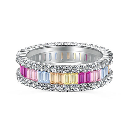 [baslovejewels]Dainty Kaleidoscopic Emerald Cut Daily Ring