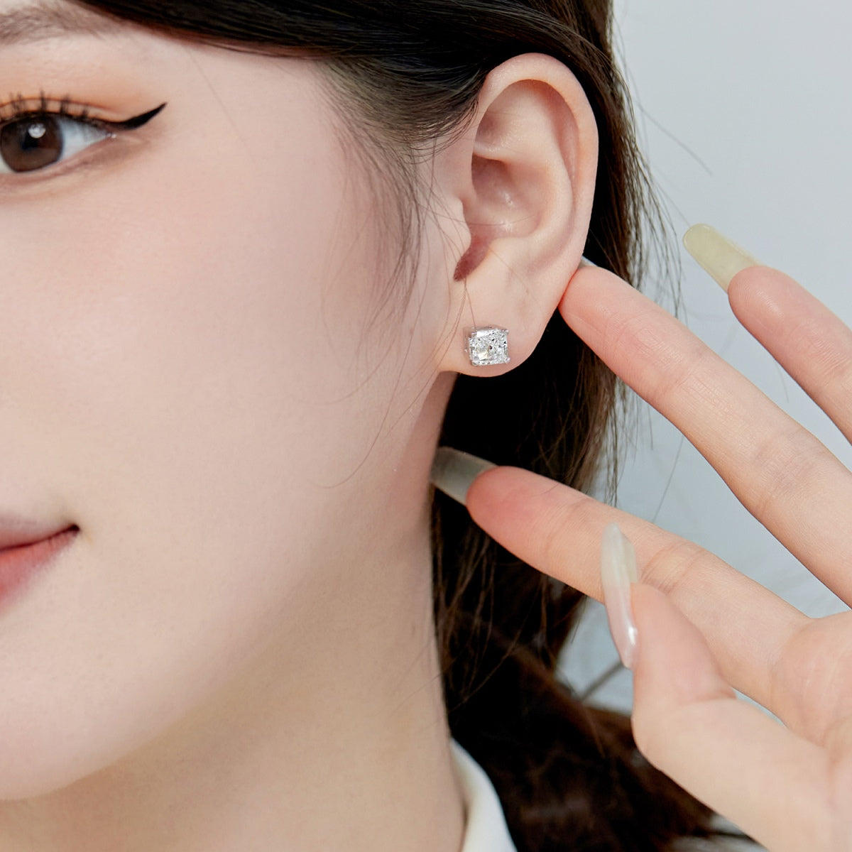 [baslovejewels]1.0 Carat Radiant Princess Cut Wedding Earrings