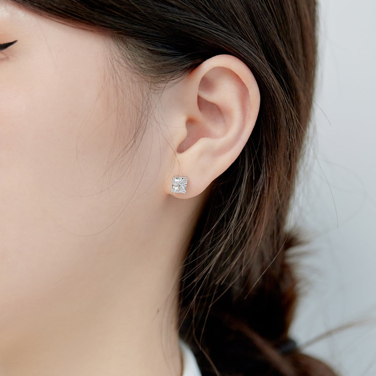 [baslovejewels]1.0 Carat Radiant Princess Cut Wedding Earrings