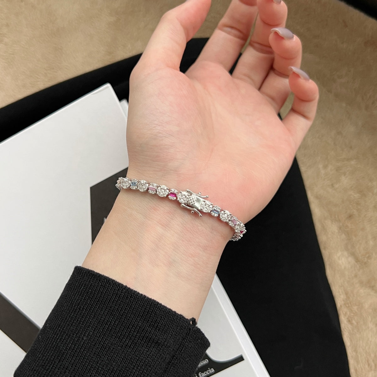 [baslovejewels]Dazzling Radiant Multi Cut Daily Bracelet