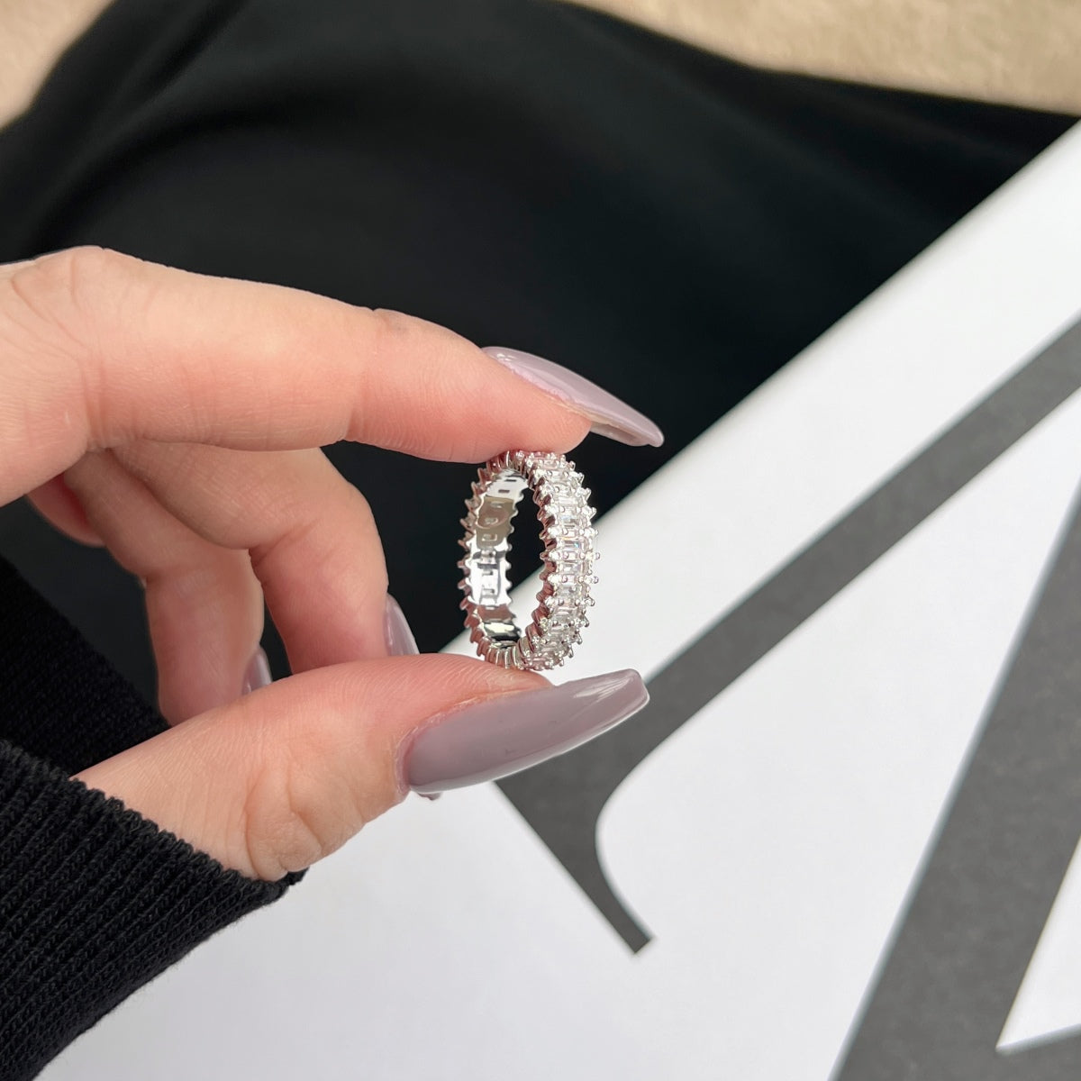 [baslovejewels]Splashy Ornate Emerald Cut Cocktail Ring