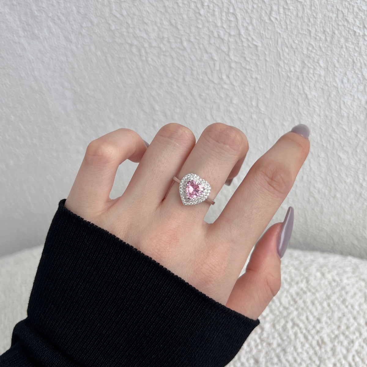 [baslovejewels]Delicate Ebullient Heart Shape Wedding Ring