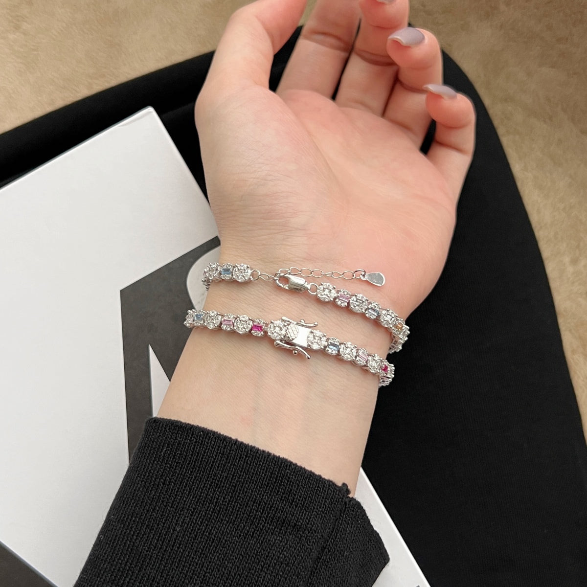 [baslovejewels]Dazzling Radiant Multi Cut Daily Bracelet