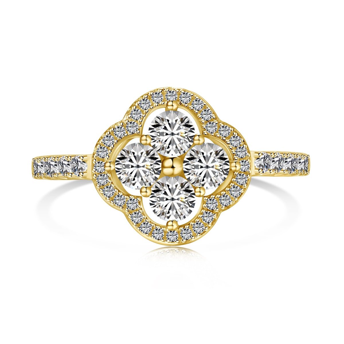 [baslovejewels]Four Leaf Clover Flower Design Ring