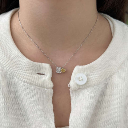 [baslovejewels]Dazzling Square & Heart Shape Necklace