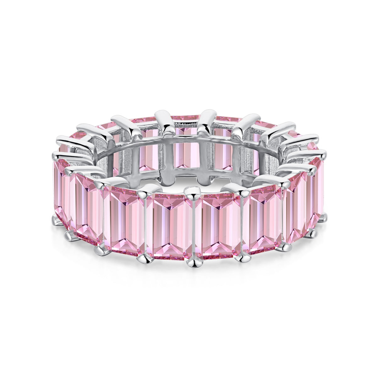 [baslovejewels]0.75 Carat Elegant Emerald Cut Tennis Ring
