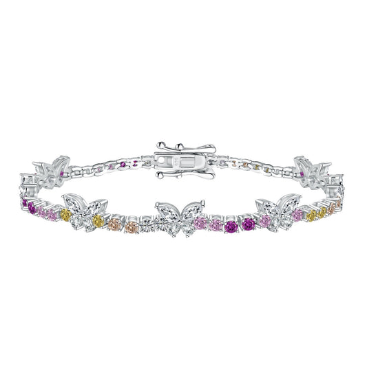 [baslovejewels]Ornate Colorful Butterfly Shape Round Cut Daily Bracelet