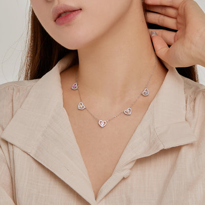 [baslovejewels]Sparkling Five Heart Necklace