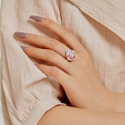 [baslovejewels]Elegant Colorful Water Drop Shape Banquet Ring