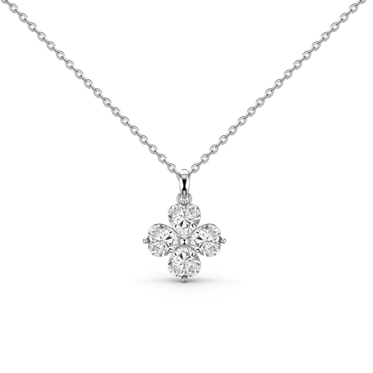 [baslovejewels]Heart-Shaped Four-Leaf Clover Bead Necklace