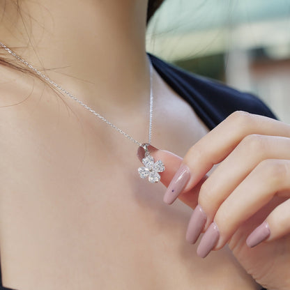 [baslovejewels]Heart-Shaped Four-Leaf Clover Bead Necklace