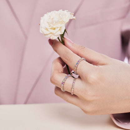 [baslovejewels]Sparkling Colorful Round Cut Tennis Ring
