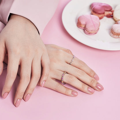 [baslovejewels]Sparkling Colorful Round Cut Tennis Ring