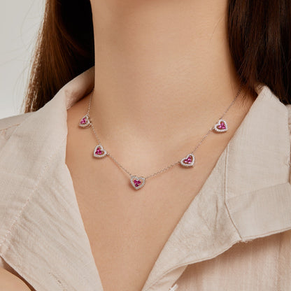 [baslovejewels]Sparkling Five Heart Necklace
