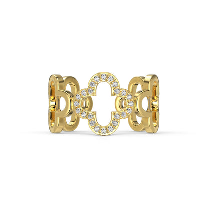 [baslovejewels]Hollow Design Four-Leaf Clover Flower Shape Ring