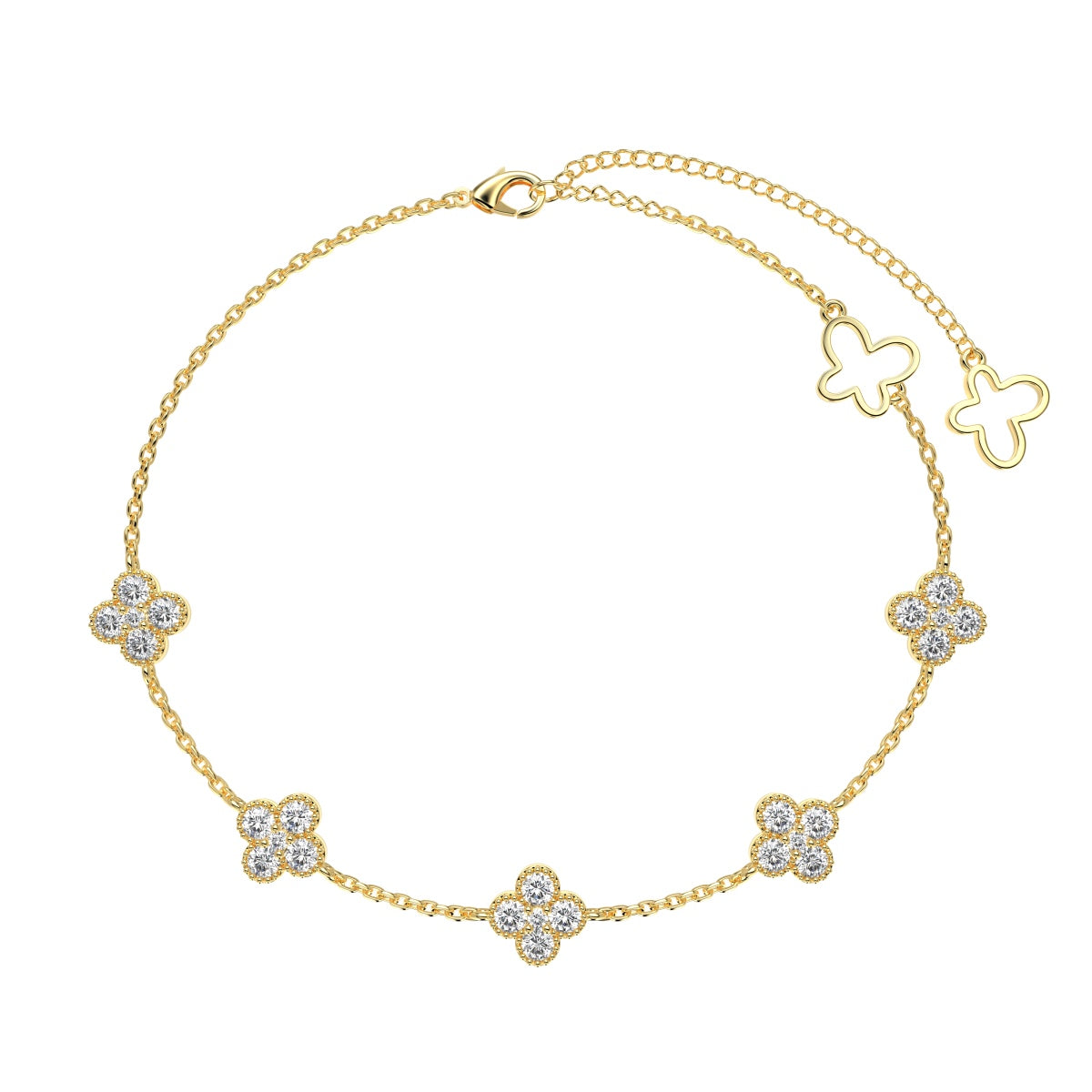 [baslovejewels]Four-Leaf Clover Hollow Butterfly Bracelet