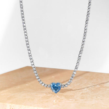 [baslovejewels]2.0 Carat Sparkling Tennis Heart Cut Necklace