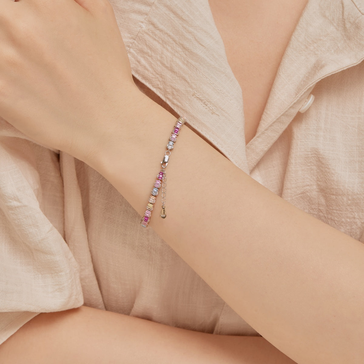[baslovejewels]Delicate Colorful Emerald Cut Party Bracelet