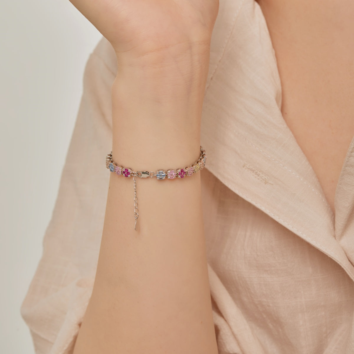[baslovejewels]Delicate Colorful Emerald Cut Daily Bracelet